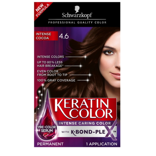 Schwarzkopf Keratin Color Permanent Hair Color Cream, 4.6 Intense Cocoa