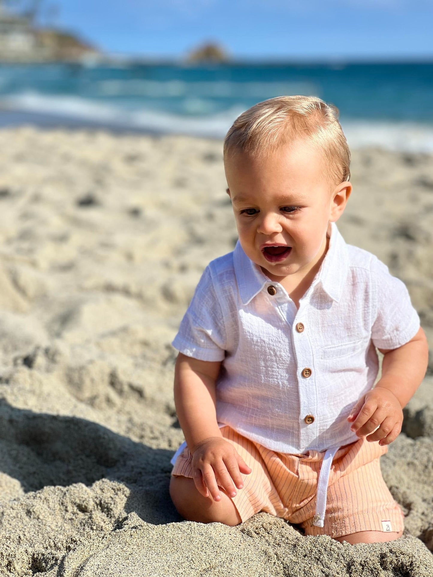 Me & Henry Helford Woven Onesie White Cotton