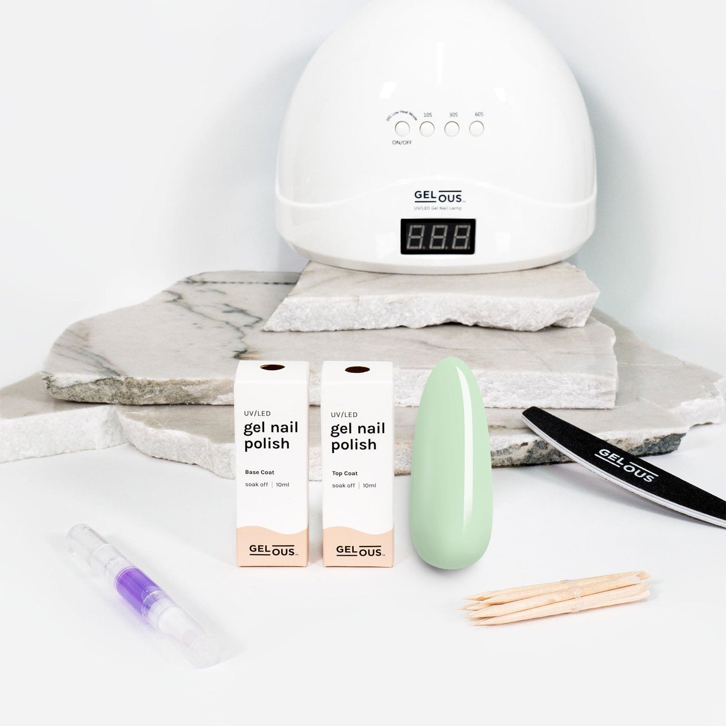 Gelous gel nail polish Serene Green Essentials Pack - photographed in New Zealand