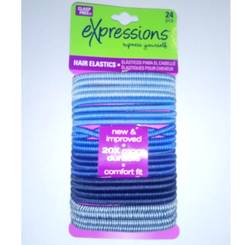 EXPRESSIONS HAIR ELASTICS 24 PIECE BLUE