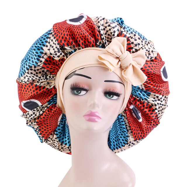 African Pattern Print Satin Bonnet