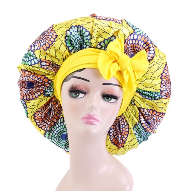 African Pattern Print Satin Bonnet