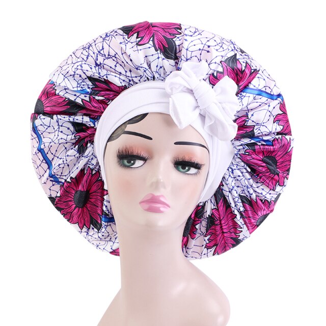 African Pattern Print Satin Bonnet