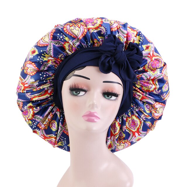 African Pattern Print Satin Bonnet