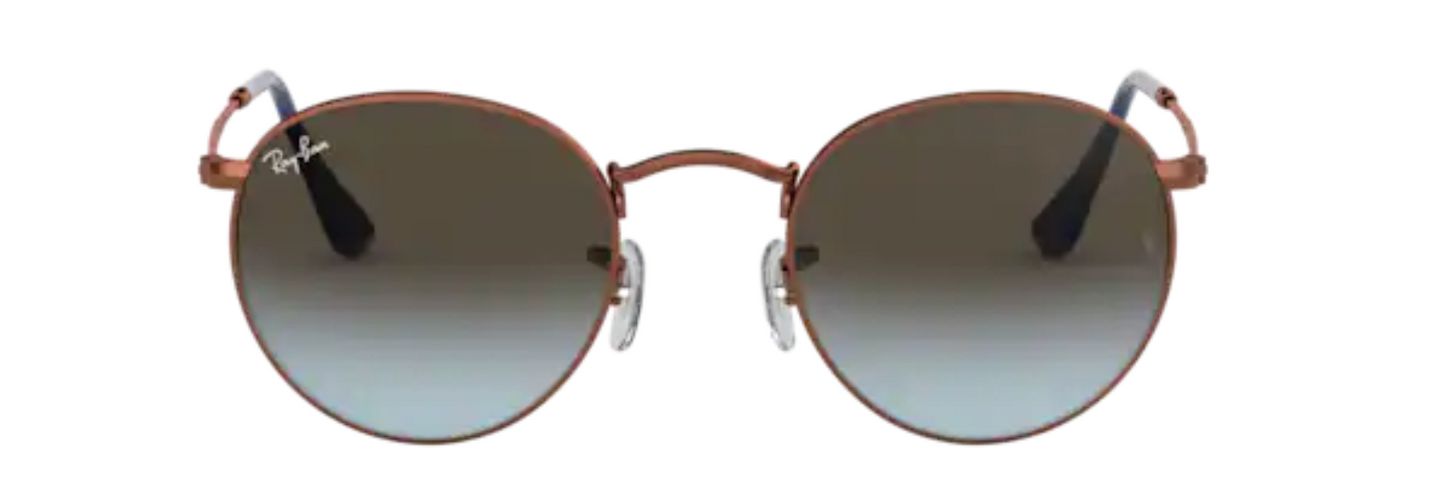 Ray Ban 3447 classic trendy modern unisex hipster thin round metal sunglasses male female copper brown gradient grey lens uv400 protection