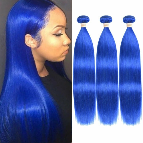 10A Grade Brazilian Blue Straight BUNDLES with CLOSURES & FRONTALS #1B
