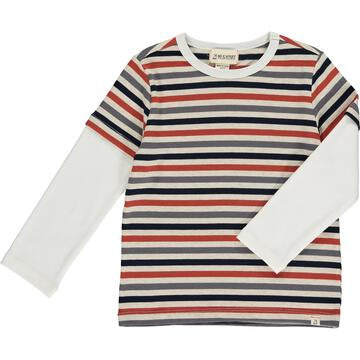 Me & Henry Cameron Mock Sleeve Tee | Multi Brown Stripe