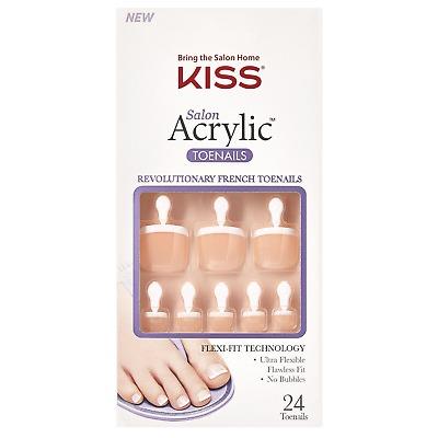 Kiss Salon Acrylic Revolutionary French Toenails, 24 Piece