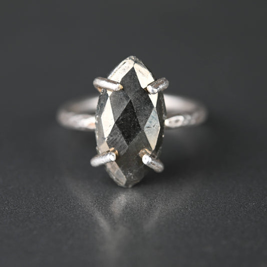 Sterling Marquise Ring - Pyrite