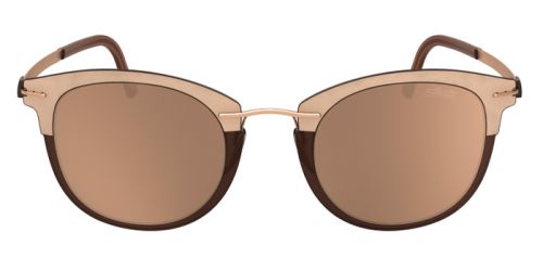 silhouette infinity sunglasses 8171 prescription eyewear optical glasses, titanium, handmade in austria, screwless, lightweight, stylish, trendy, retro interpretation, matte gold brown, gold mirror lens, front view