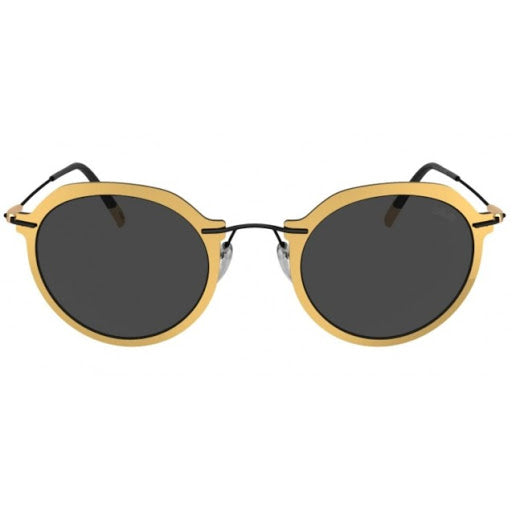 Silhouette Infinity sunglasses in 9140 gold mirror black, titanium, handmade in austria, round shape, unisex, front view