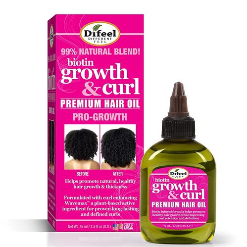 Difeel Biotin Growth & Curl Premium Hair Oil 2.5 oz.