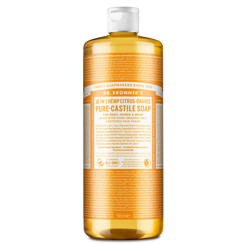 Dr Bronner's Citrus-Orange Pure-Castile Liquid Soap 946ml UK DELIVERY ONLY