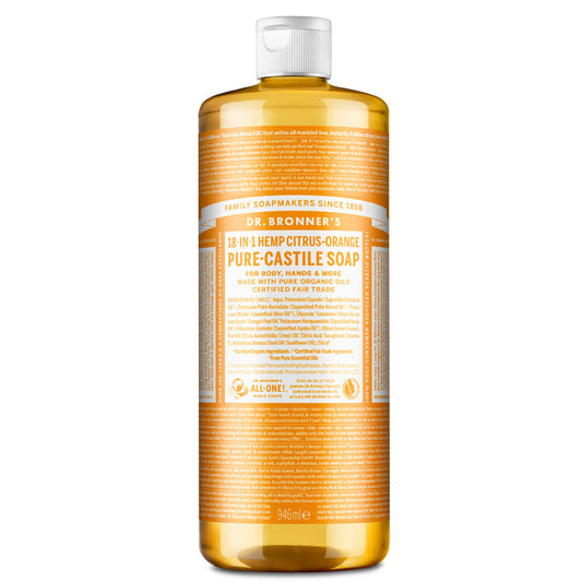 Dr Bronner's Citrus-Orange Pure-Castile Liquid Soap 946ml UK DELIVERY ONLY