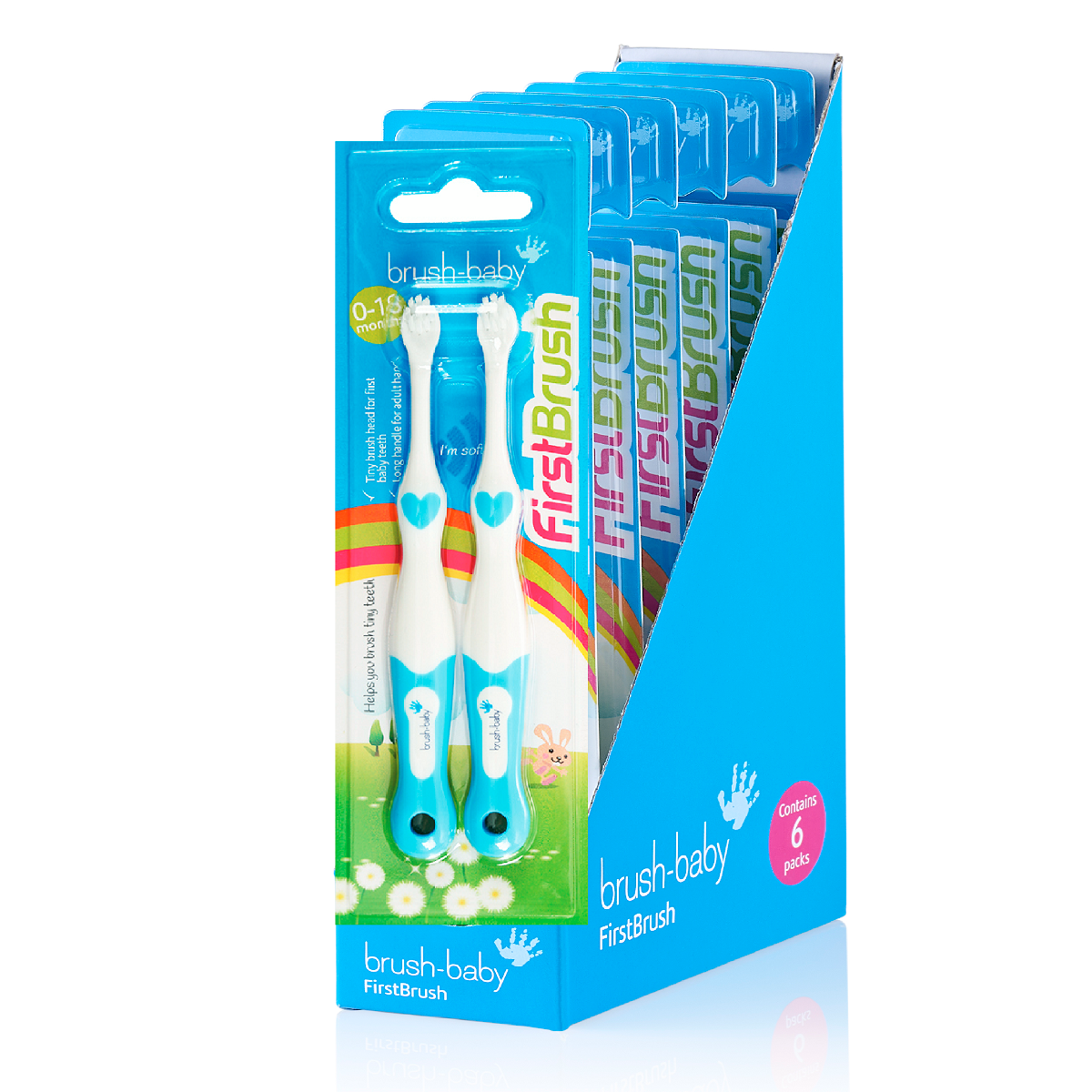 FirstBrush? First Baby Toothbrush (0-18 months) Double Pack (Pack of 6 Mixed Colours)