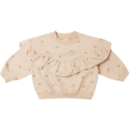 Quincy Mae Ruffle Fleece Sweatshirt || Rainbow