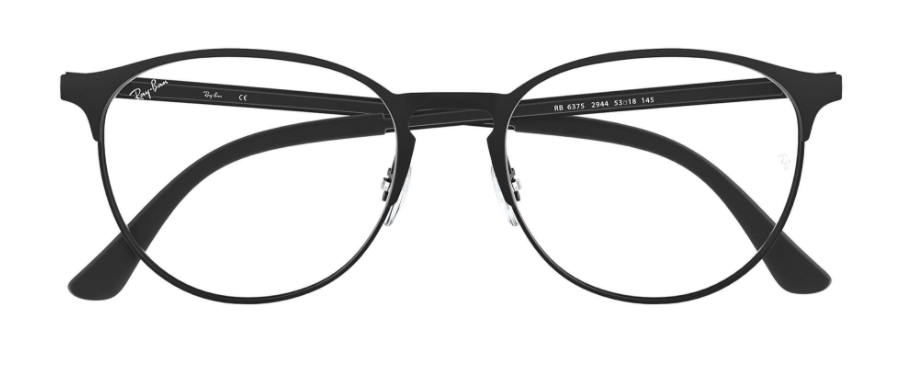 ray ban 6375 optical prescription eyewear glasses unisex traditional classic round circular shape modern trendy bold full rim black