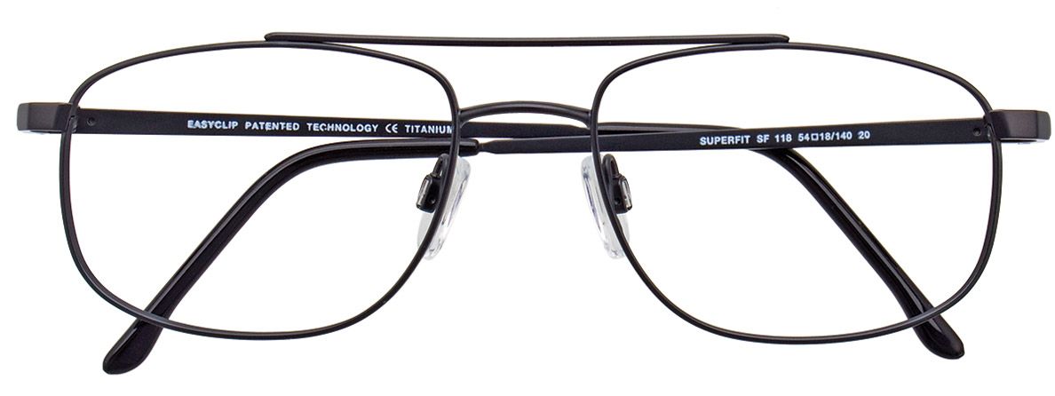 easyclip superfit SF118 aspex eyewear glasses double bar aviator shape matte black men women male female unisex timeless classic front view