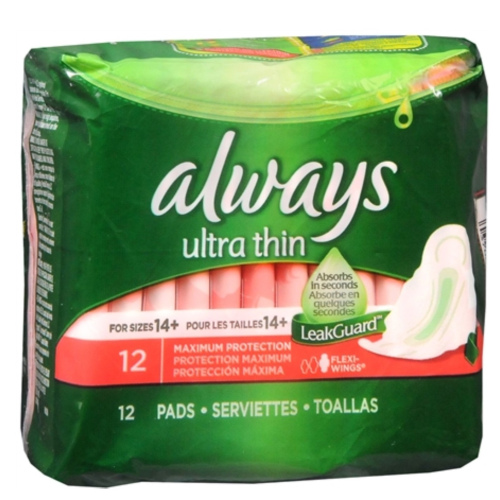 Always Ultra Thin Extra Long Super Pads with Wings 12's