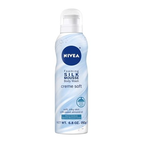 Nivea Creme Soft Foaming Silk Mousse Body Wash, Vanilla and Jasmine Blossom, 6.8oz