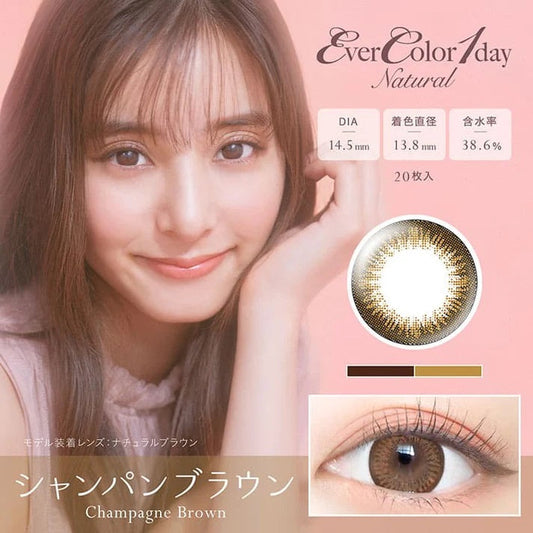 EverColor 1 Day Natural Champagne Brown Contact Lenses 20 Pack