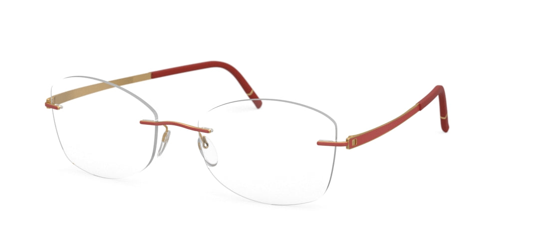 silhouette momentum 5529 optical prescription eyewear eyeglasses glasses, rimless titanium made in austria, screwless, gold red