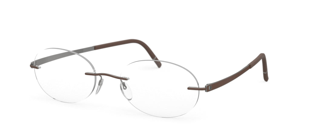 silhouette momentum 5529 optical prescription eyewear eyeglasses glasses, rimless titanium made in austria, screwless, silver brown