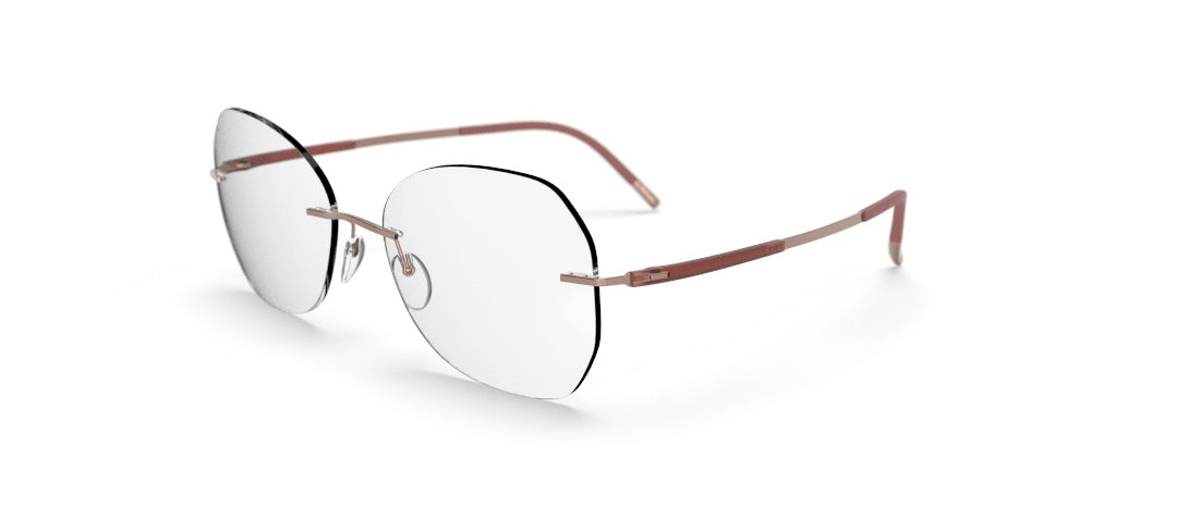 silhouette optical prescription rimless screwless made in austria titanium lightweight comfortable eyewear glasses unisex male female brick red pink