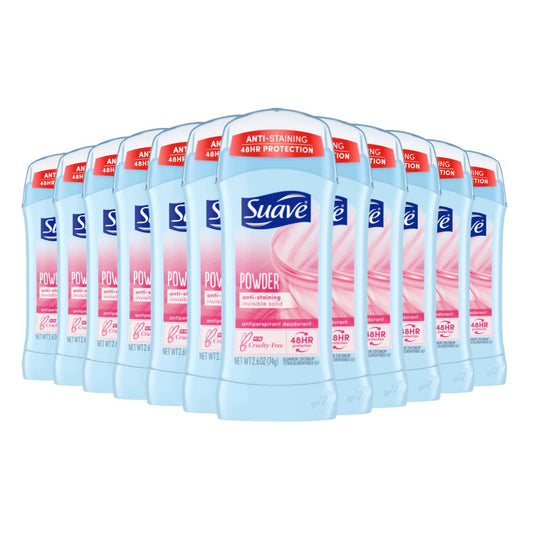 Suave 24hr Deodorant, Invsible Solid, Powder, 2.6oz - 12 Pack