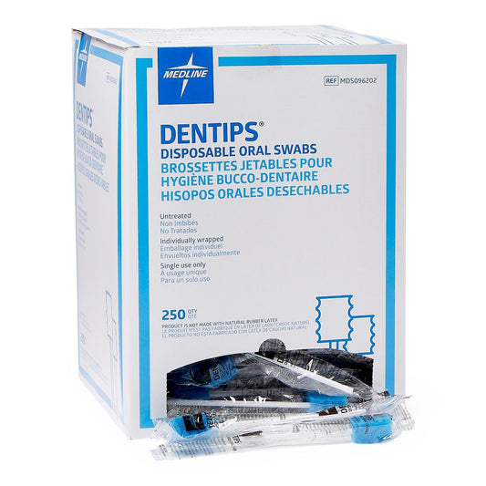 DenTips Oral Swabsticks Blue, Case of 500 (2 Pack)